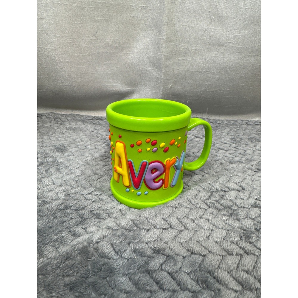 John Hinde Ltd Avery Personalized Kids 3D Rubberized Name‎ Mug Lime Green Cup